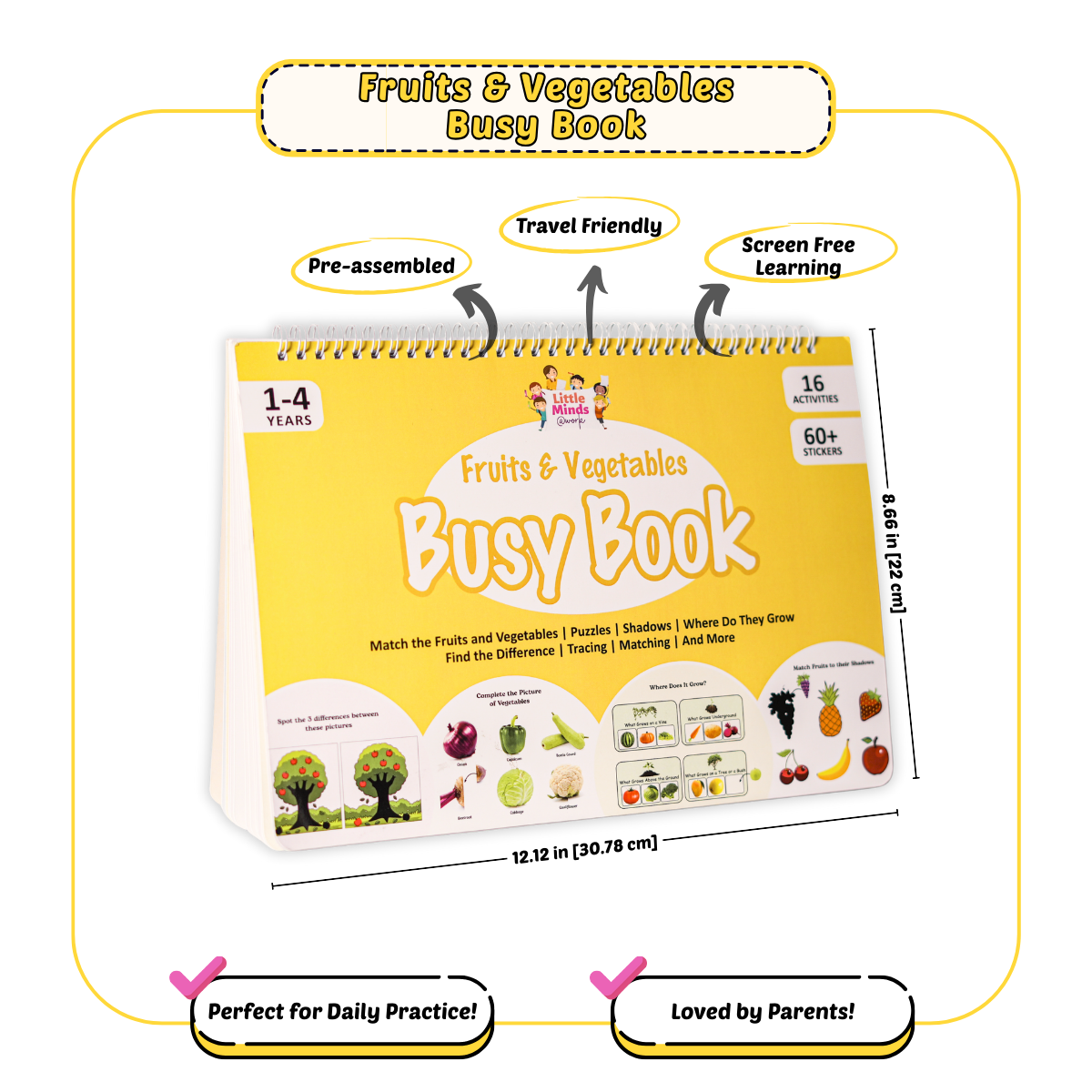 Fruits & Vegetables Activity Binder (Ages 1 to 4 years)