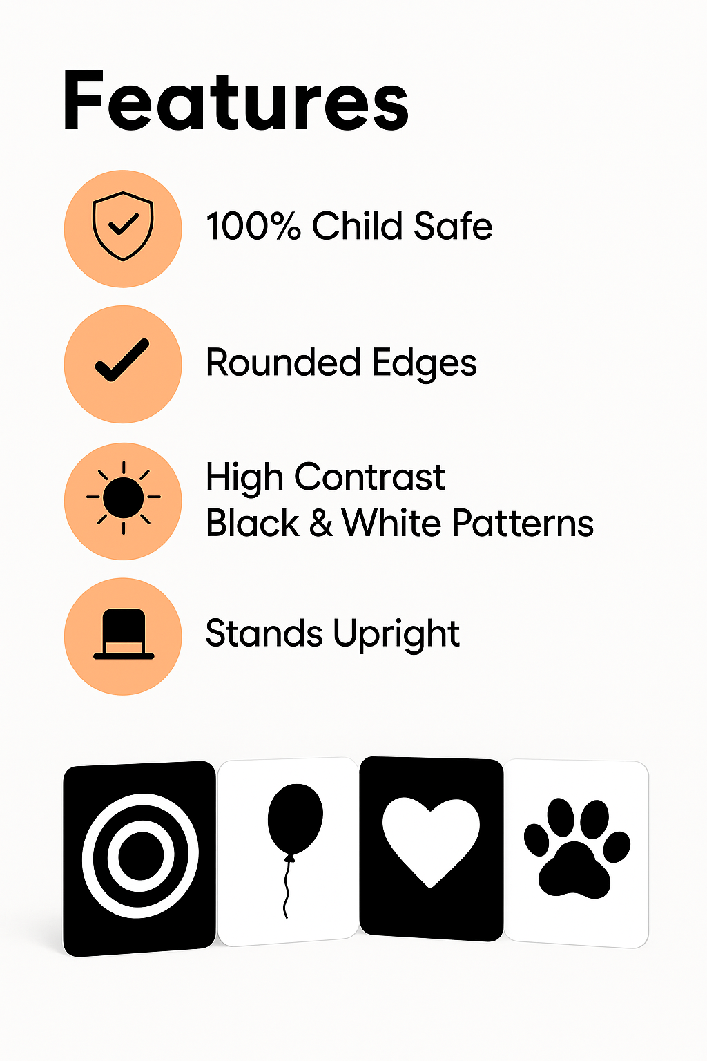 Montessori High Contrast Black & White Visual Stimulation Cards