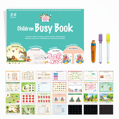 Children Busy Book | 30 Wipe-and-Clean Activities | Ages 3–6