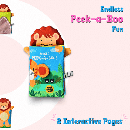 Jungle Peek-a-Boo Soft Cloth Book (0–18 Months) | 8 Interactive Pages | Sensory Toy