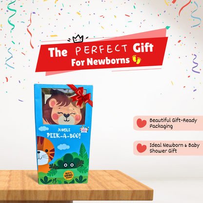 Jungle Peek-a-Boo Soft Cloth Book (0–18 Months) | 8 Interactive Pages | Sensory Toy