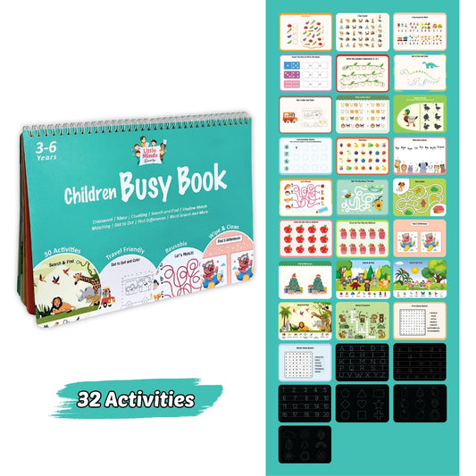 Children Busy Book | 30 Wipe-and-Clean Activities | Ages 3–6