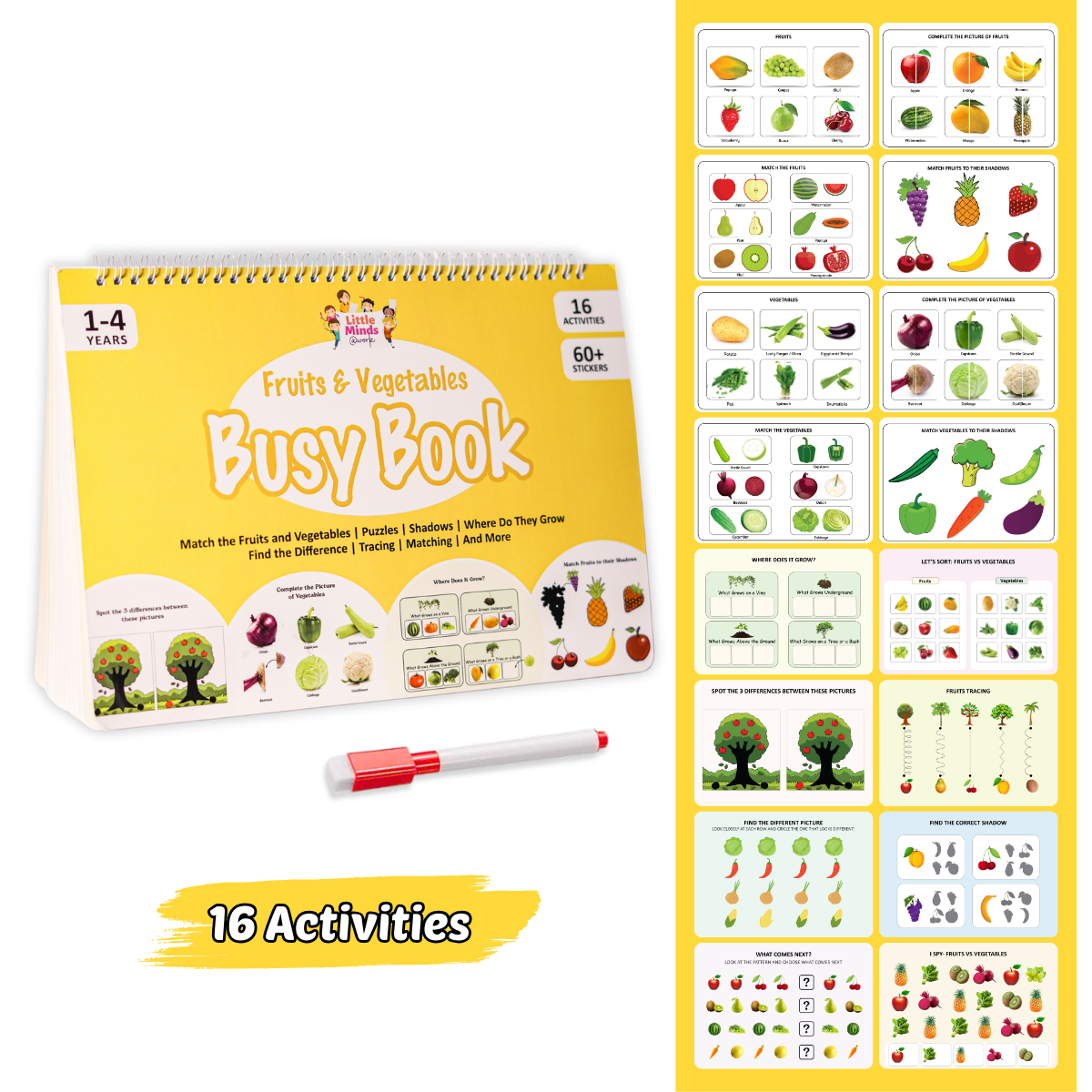 Fruits & Vegetables Activity Binder (Ages 1 to 4 years)