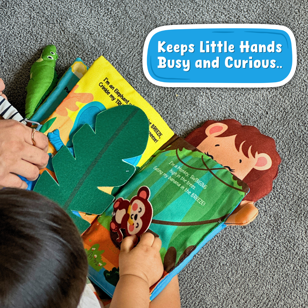 Jungle Peek-a-Boo Soft Cloth Book (0–18 Months) | 8 Interactive Pages | Sensory Toy