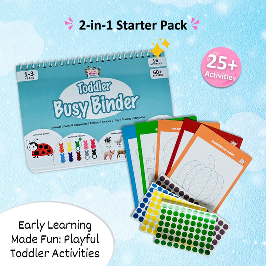 2-in-1 Starter Pack -Toddler Busy Binder + Dot Sticker Activity Set