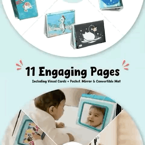 5-in-1 Crinkle Tummy Time Cloth Book + Mat