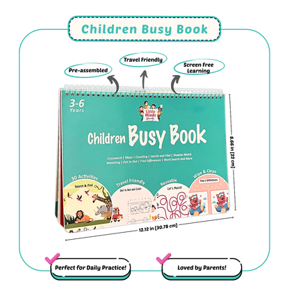 Children Busy Book | 30 Wipe-and-Clean Activities | Ages 3–6