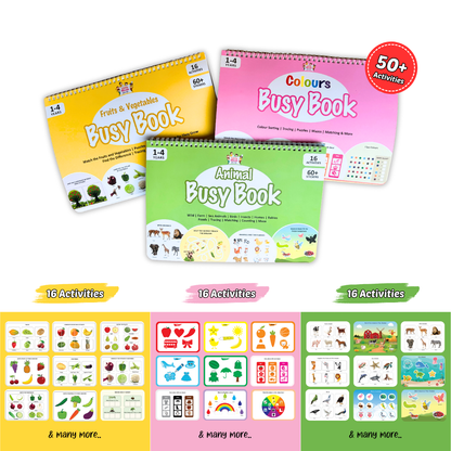 Baby Steps Combo-Fruits & Vegetables Animal and Colours Busy Book