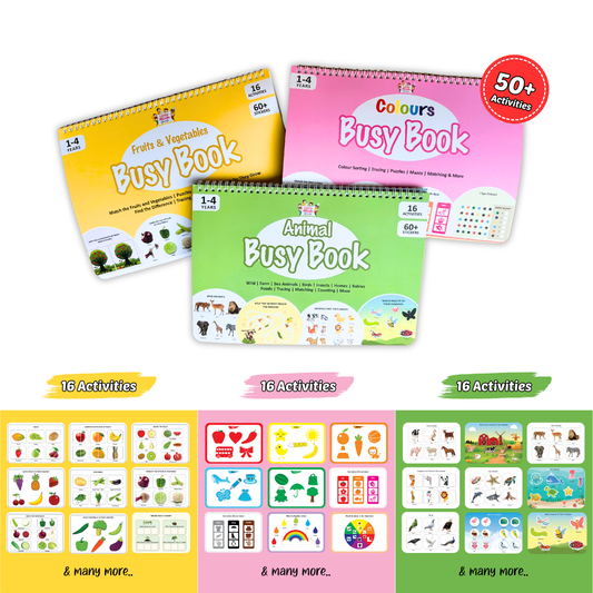 Baby Steps Combo-Fruits & Vegetables Animal and Colours Busy Book