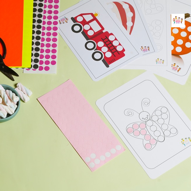 Pack of five dot stickers sheets